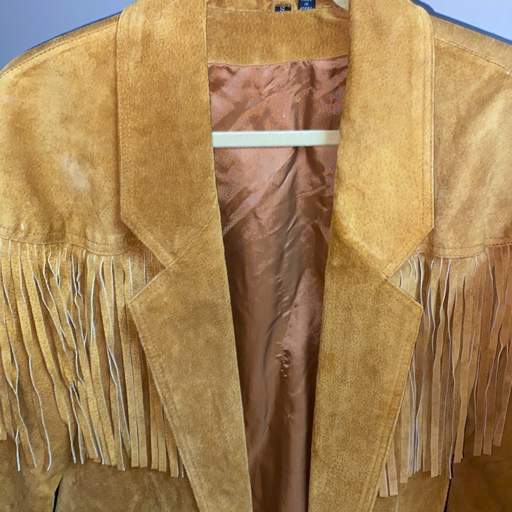 Vintage Brown Fringe Suede Leather Jacket - Picture 10 of 11